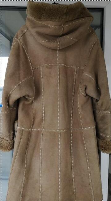 ALLEGRIA kożuch damski naturalny kaptur jasny futro r. 36-38