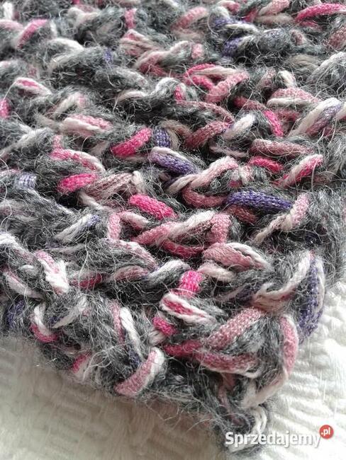 Czapka szydełkowa, melanżowa, szara- beanie