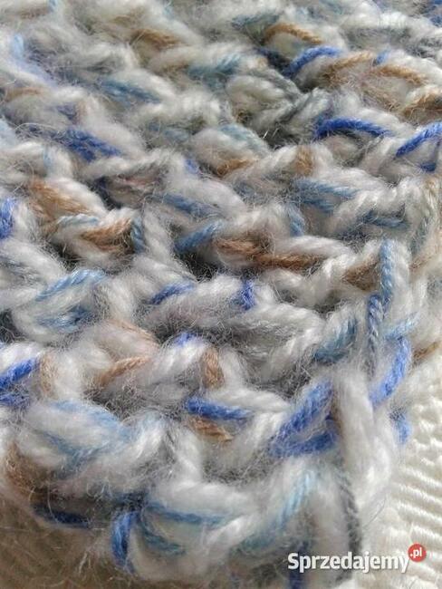 Czapka szydełkowa, melanżowa, błękitna- beanie