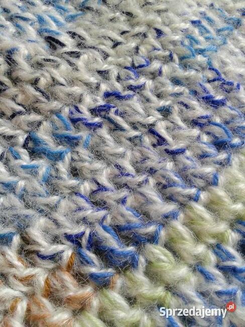 Czapka szydełkowa, melanżowa, błękitna- beanie