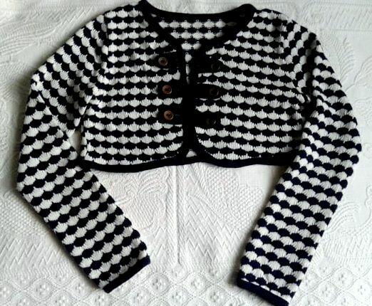 Dzianinowe bolerko granatowo- kremowe