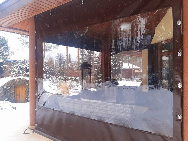 Przezroczysta ściana, zabudowa tarasu, plandeka na wymiar.