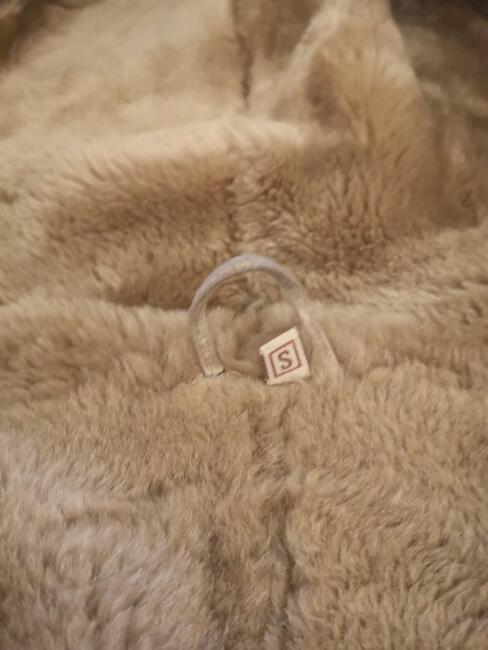 ALLEGRIA kożuch damski naturalny kaptur jasny futro r. 36-38