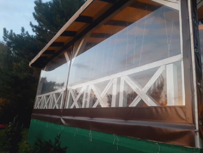 Przezroczysta ściana, zabudowa tarasu, plandeka na wymiar.