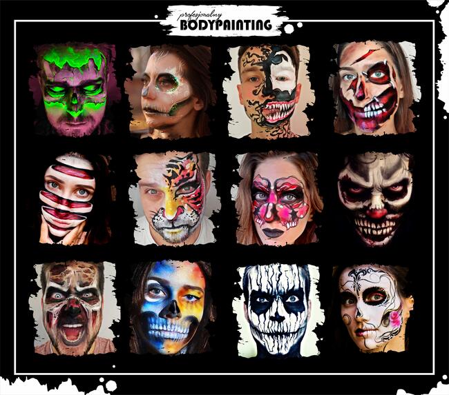 Charakteryzacje halloween face body painting uv