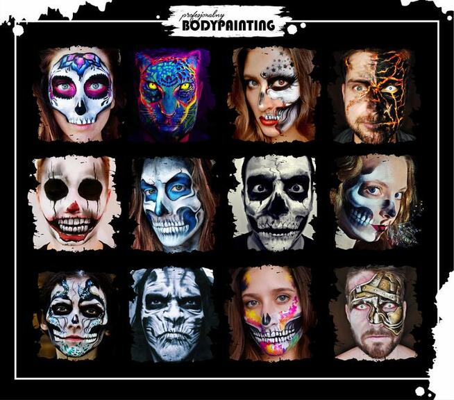Charakteryzacje halloween face body painting uv