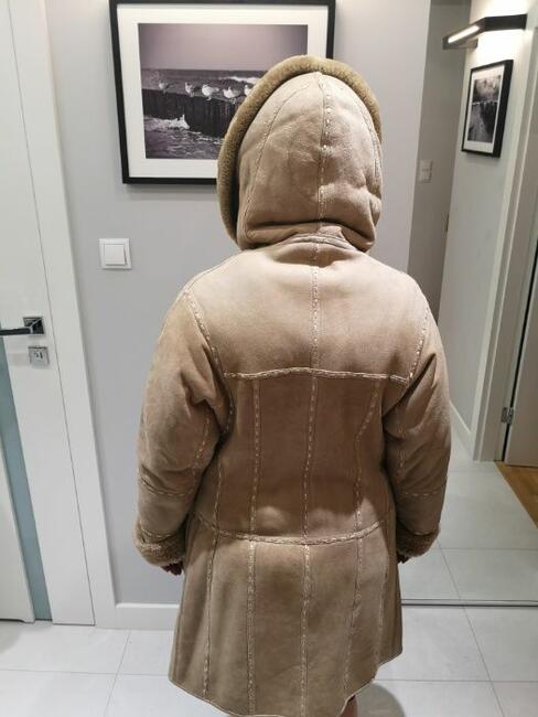 ALLEGRIA kożuch damski naturalny kaptur jasny futro r. 36-38