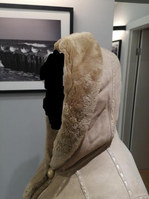 ALLEGRIA kożuch damski naturalny kaptur jasny futro r. 36-38