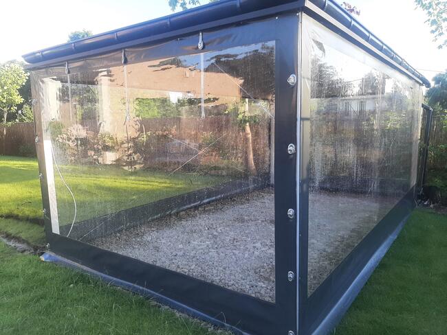 Przezroczysta ściana, zabudowa tarasu, plandeka na wymiar.