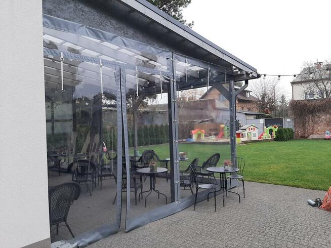 Przezroczysta ściana, zabudowa tarasu, plandeka na wymiar.