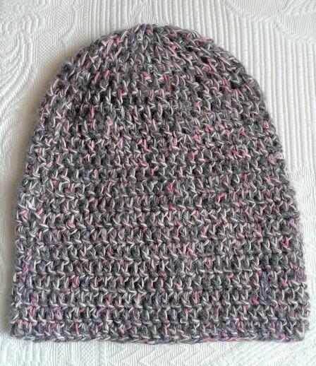 Czapka szydełkowa, melanżowa, szara- beanie