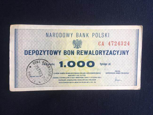 PRL bon depozytowy 1000 zł