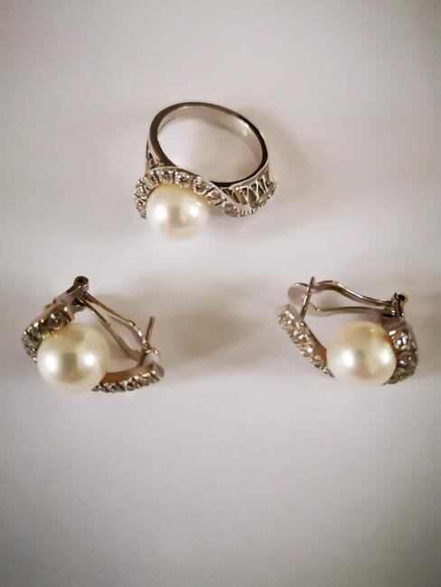 BRYLANTY zestaw złoty pierścionek oraz kolczyki z brylantami