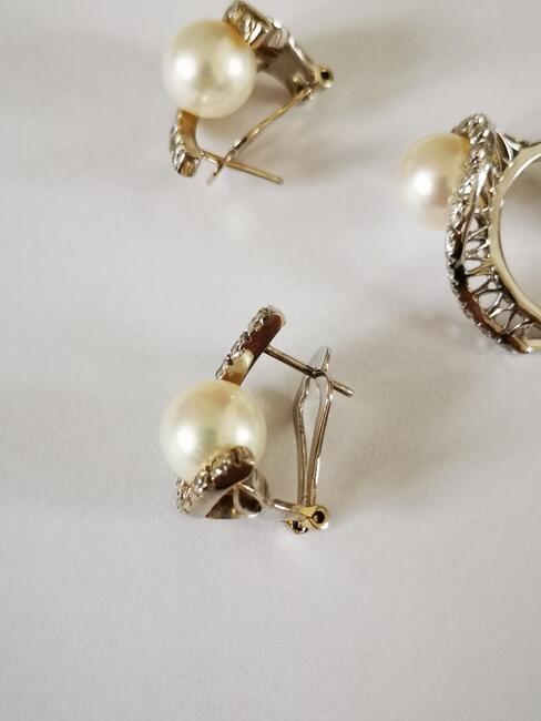 BRYLANTY zestaw złoty pierścionek oraz kolczyki z brylantami