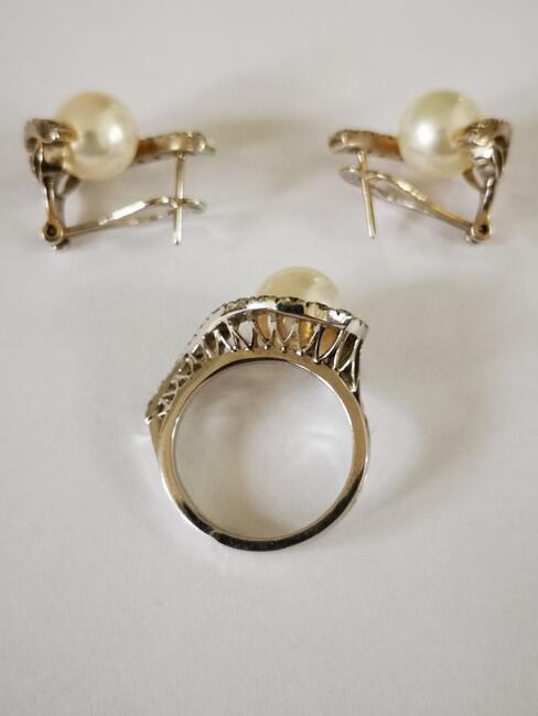 BRYLANTY zestaw złoty pierścionek oraz kolczyki z brylantami