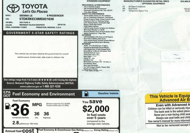 Toyota Sienna 2021, bezwypadkowy, hybryda, Piła.