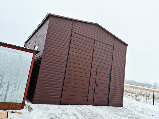 Garaż blaszany dla mechaników 5x7x4 dwuspadowy brama drzwi