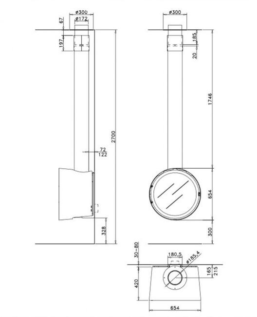 ROCAL D7 Ekskluzywny piec kominek wiszący, kominek stojący