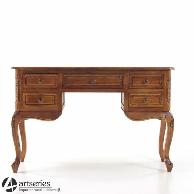Drewniane, stylizowane biurko w barwie dębu
