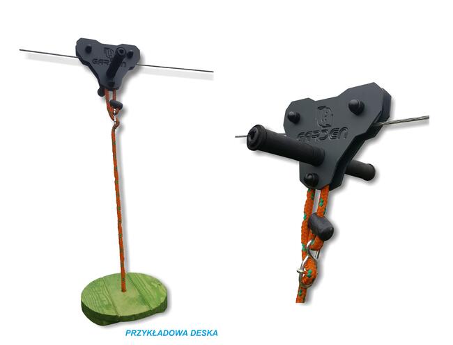 Tyrolka zjazd park linowy ogrodowy do ogrodu mocna bloczek