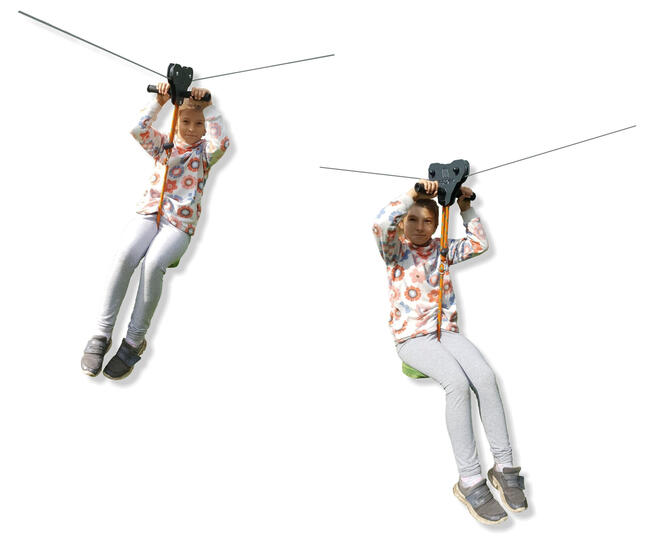 Tyrolka zjazd park linowy ogrodowy do ogrodu mocna bloczek