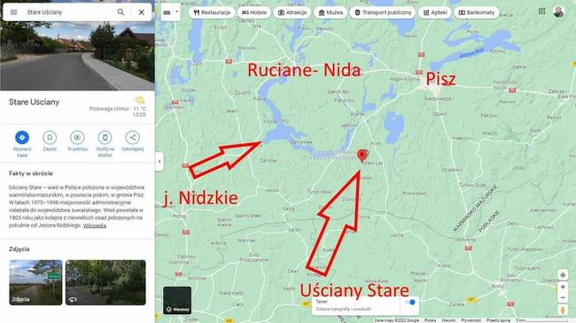 Działka z rozpoczętą budową domu Uściany Stare puszcza Piska