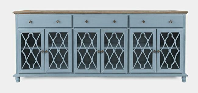 Wielka komoda z drewna akacji i MDF-u w kolorze blue