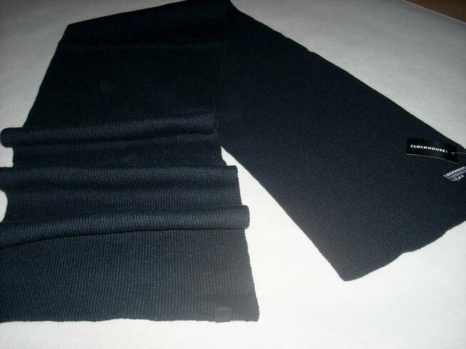 Czarny Granatowy Szalik C&A dzianinowy Męski Ciepły