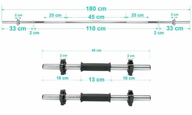 Zestaw do ćwiczeń 90kg z ławką TB1001