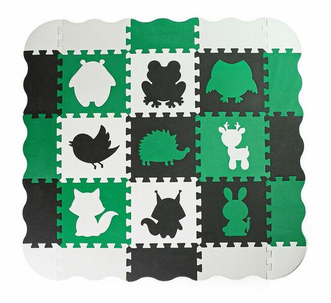 Mata puzzle kojec zielono-czarno-szara (25 elementów) dziecko