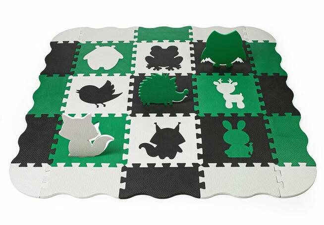 Mata puzzle kojec zielono-czarno-szara (25 elementów) dziecko