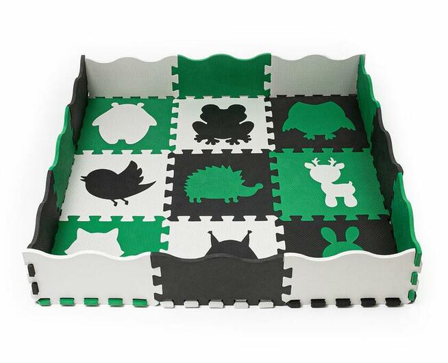 Mata puzzle kojec zielono-czarno-szara (25 elementów) dziecko