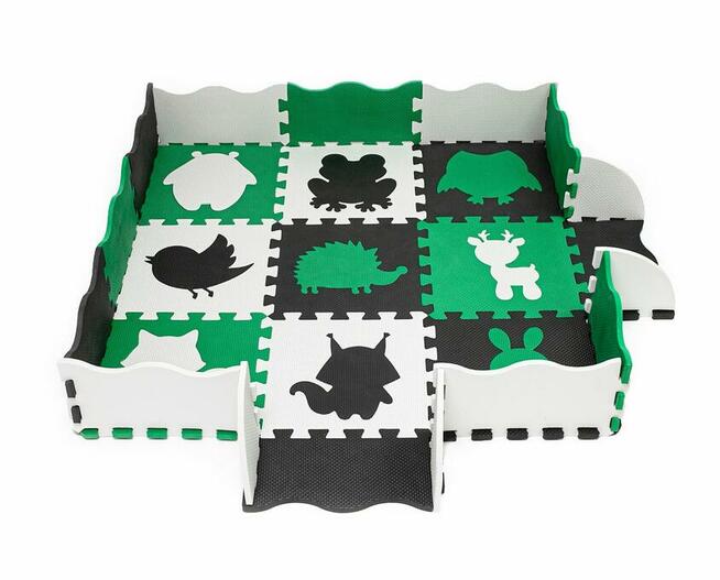 Mata puzzle kojec zielono-czarno-szara (25 elementów) dziecko