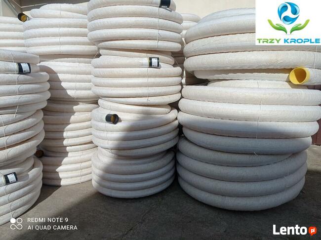 Rura drenarska fi 100 owinięta w otulinie melioracyjna dreny