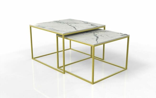 Zestaw dwóch stolików z blatem ze spieku kwarcowego