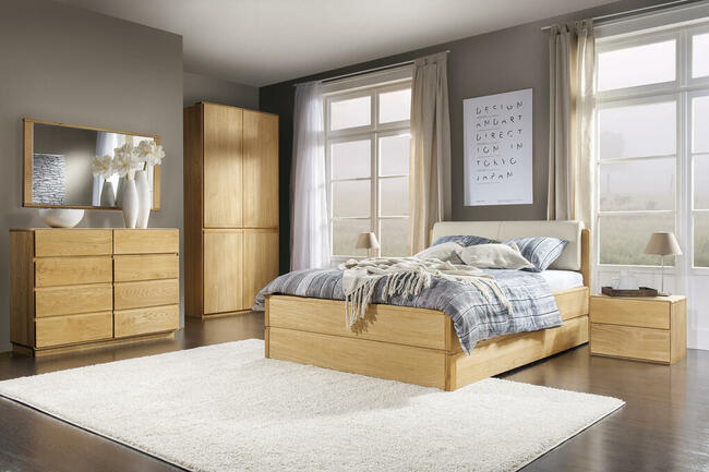 ATLANTA Łóżko 160X200 z pojemnikiem i tapicerowanym zagłówk