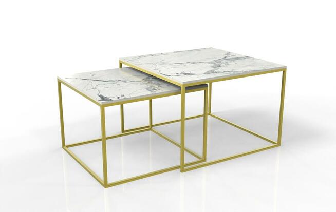 Zestaw dwóch stolików z blatem ze spieku kwarcowego