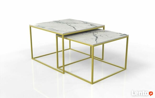 Zestaw dwóch stolików z blatem ze spieku kwarcowego