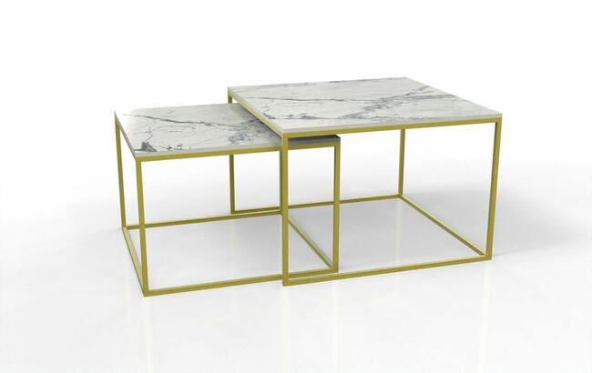 Zestaw dwóch stolików z blatem ze spieku kwarcowego