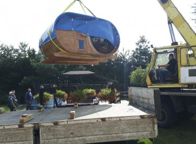 Sauna ogrodowa SPA Panorama 4 x 2,45 m przedsionek piec