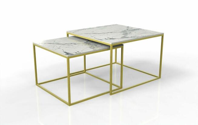 Zestaw dwóch stolików z blatem ze spieku kwarcowego