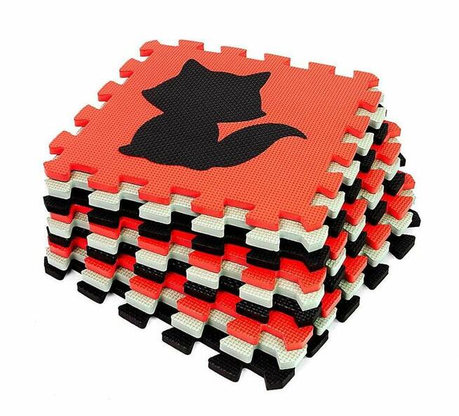 Mata puzzle kojec czerwono-czarno-szara (25 elementów)