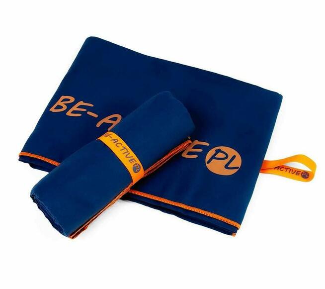 Ręcznik szybkoschnący z mikrofibry 130x80 granatowo-pomarań