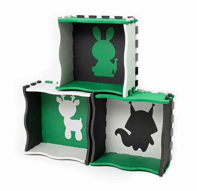 Mata puzzle kojec zielono-czarno-szara (25 elementów)