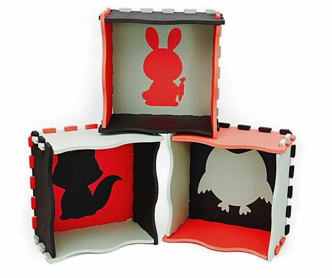 Mata puzzle kojec czerwono-czarno-szara (25 elementów)