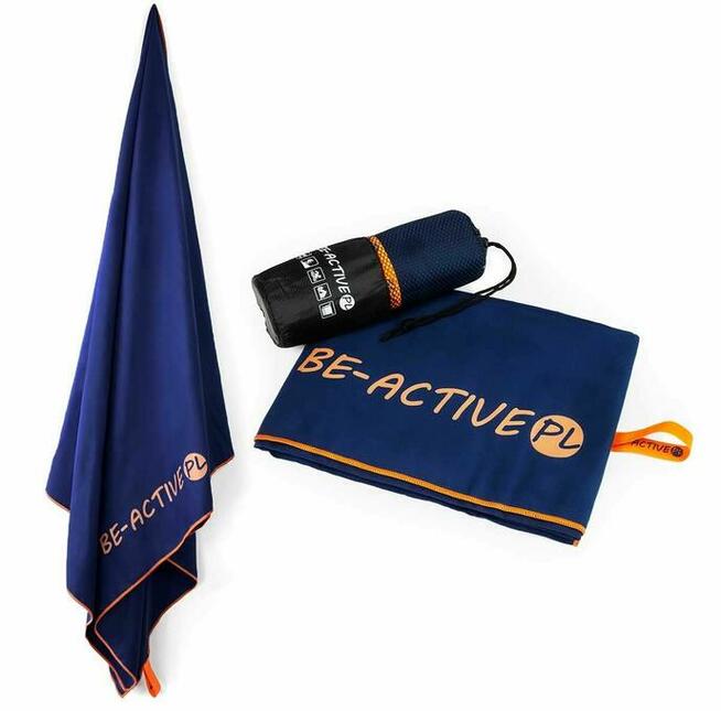 Ręcznik szybkoschnący z mikrofibry 130x80 granatowo-pomarań