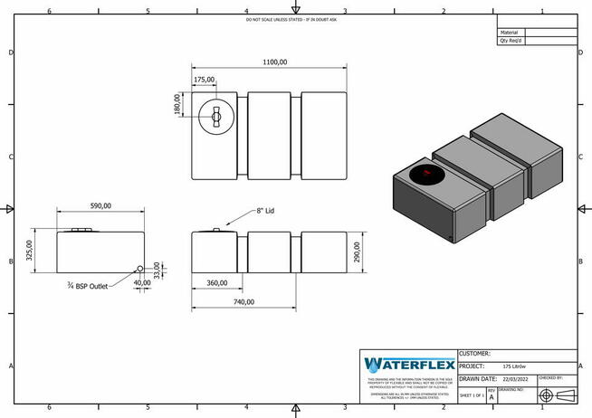 Zbiornik 175 litrów płaski woda ogród pole kamper olej