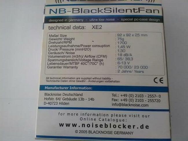 Wentylator do obudowy PC NoiseBlocker BlackSilentFan XE2