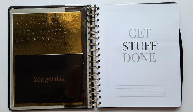 Czarny planer pikowany organizer osobisty