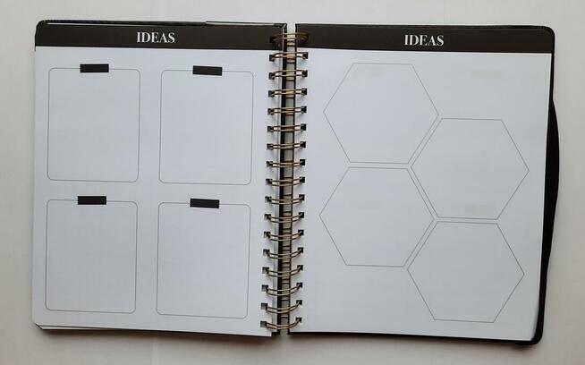 Czarny planer pikowany organizer osobisty